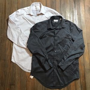 Calvin Klein Lot Of 2 Non-Iron shirts 15.5 32/33